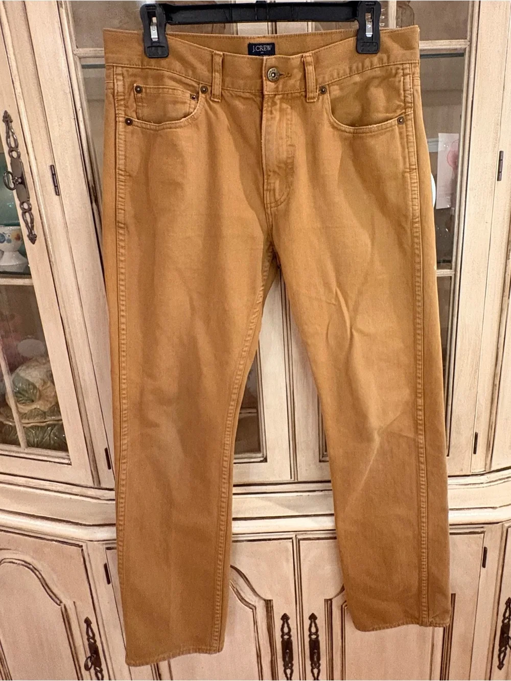 J. Crew Men's Straight Jeans in Camel Tan